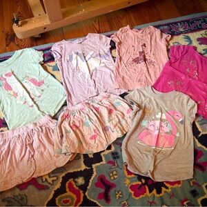 Carter's Girls bundle lot 4T Graphic tees and skirts skort bundle lot unicorn